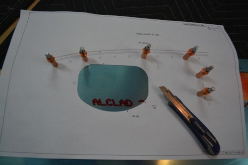 Lay out template for right wing access opening