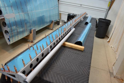 trail edge skins clecoed in place