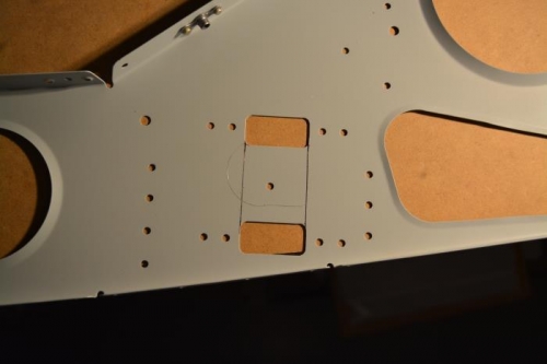 Marked the part to be removed for the seat rib...unfortunately no power