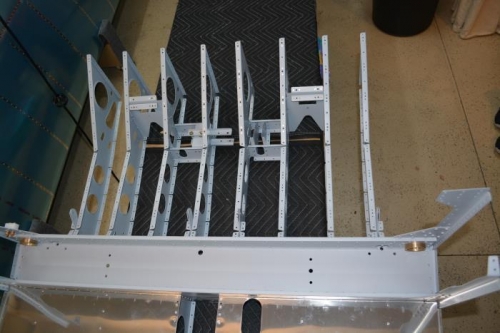 Top view of seat ribs temporarily attached