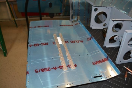 Top side view aft holes and clecoed in place