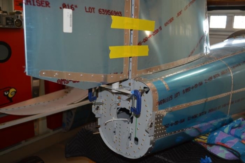 rudder cables clamped in place