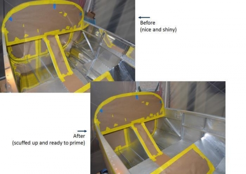 before & after roughing up the surface