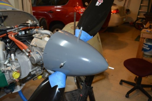 Spinner drilled and clecoed in place