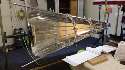 Airframe turned to allow access to the inside.