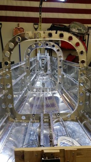 Aft fuselage showing wiring, rudder cables, and pitot static lines.