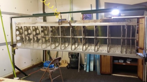 Left wing top skin mostly riveted