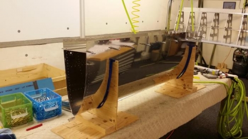 L wing tank with backplate.  Ready for countersinking.