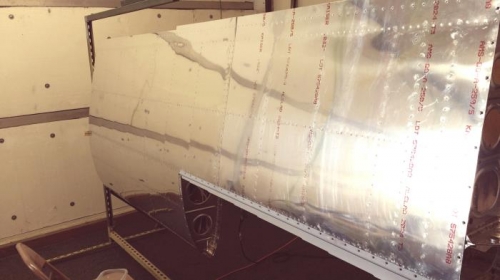 R wing Outboard leading edge riveted on.