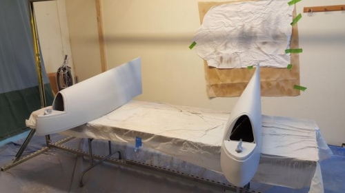 Wing tips primed and ready for base coat.