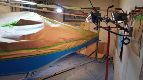 top is blue. Now covered to paint lower white