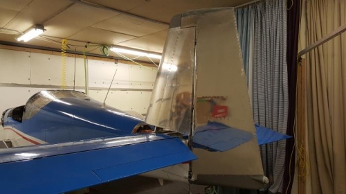 New rudder mounted on the plane
