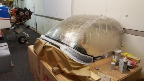 Fiberglass layup done.  After it cures the next step is to sand  for contour and smoothness.