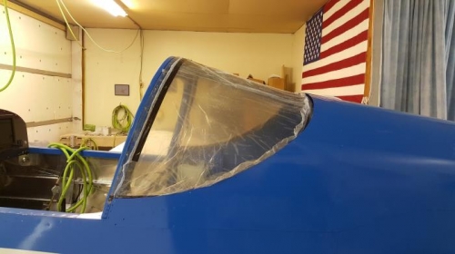 Baggage plexiglass canopy fitted and ready to start countersinking  and dimpling holes.