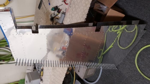 Rudder riveted together and trailing edge cleko'd