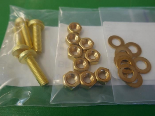 M6 brass bolts, nuts and washers.