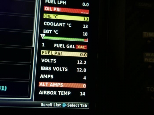 Left fuel gauge indicating 1 gallon.