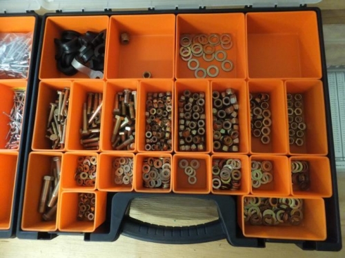 Bolts, nuts and washers all together.