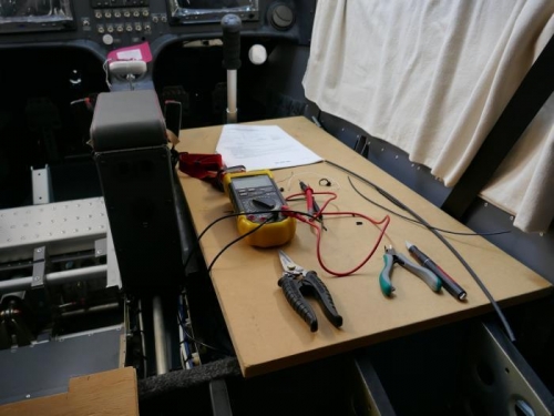 Work bench in aircraft.