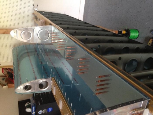 Left tank rear baffle being match drilled to the Z brackets