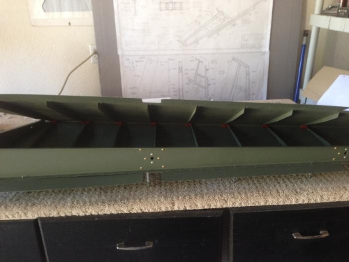 RTV applied to the trailing edge of each rudder stiffener