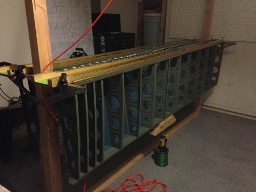 Both wings match drilled and the bottom skins removed so that I can access everything for wiring, etc.