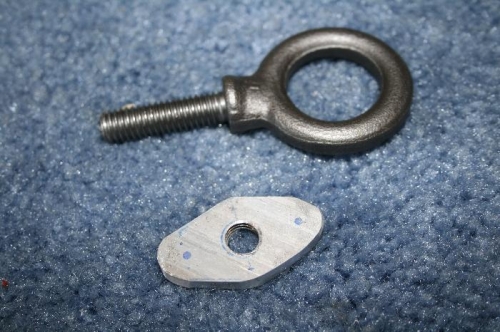 Roughed out nutplate to secure one of the tie down rings to the F889 gusset.