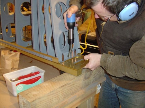 More riveting -note you can just see the steel block I am using as a bucking bar - not the wood.
