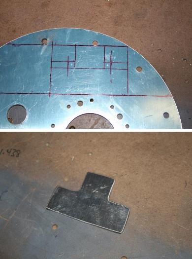 Shim laid out on the fuel tank end plate and below- done.