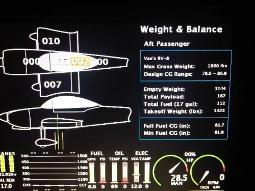 w/b page. The yellow lines near the gear leg are the c/g limits. White line is current cg!