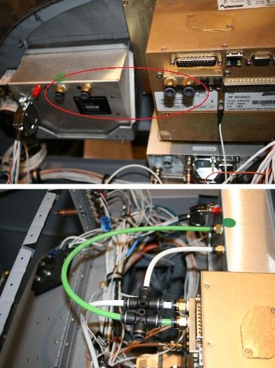 Top shows the tubing connectors I put on the Dynon and AFS. Bottom white is static green is pitot.