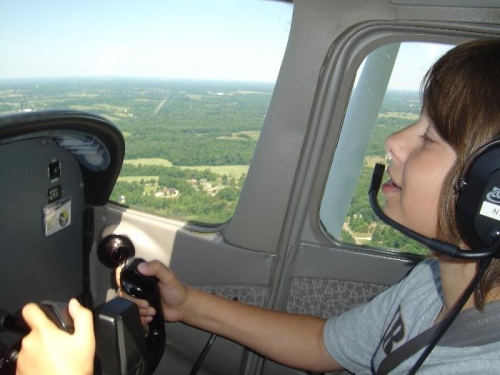 Took Mitchel up in a C-172 today. It was beautiful and it was his first time at the controls!