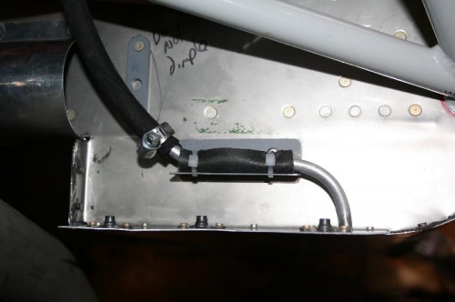 Fuel pump overflow exit pieces and parts.