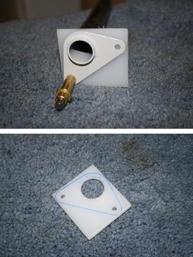 I drilled the big hole first and then slide it down on the F828 to trace the pattern and drill.