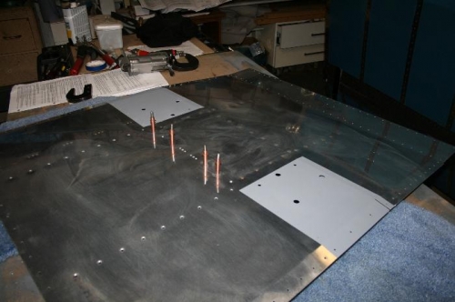 Primed the enclosed area of the floor panel that will be under the gear towers.