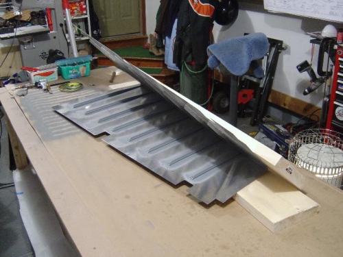 The rudder getting ready to be squeezed to form the trailing edge
