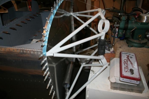 Here it is just handing by the safety wire and propped up by drawers.