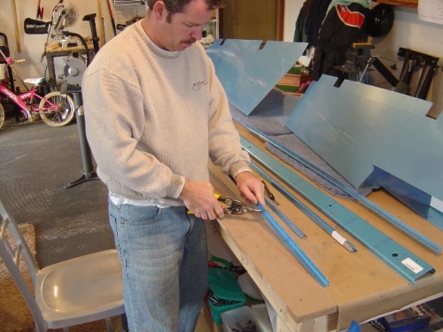 Cutting the stiffners out with tin-snips