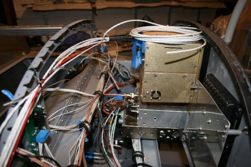 Harness connected. Note the remote compass cable coiled on top.
