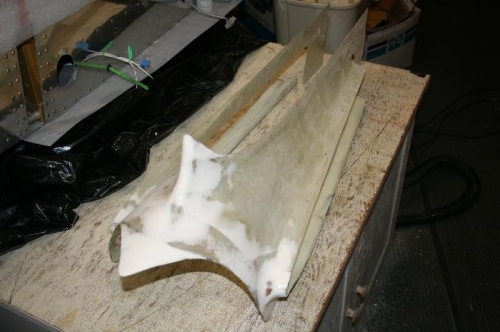 Here is the fairing after sanding the skim coat - note the white tip I added