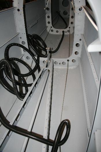 Here's the conduit yet to be ran - looking aft.