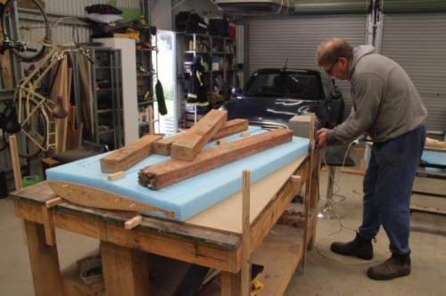 Foam blocks on ramps, templates upside down on blocks. Fighting with the power supply, 