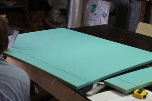 Cutting bevel on seatback with pullsaw