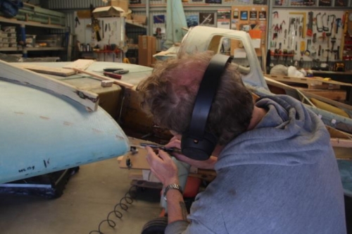 Chiselling out the urethane fillet