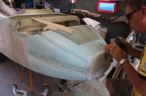 Sanding the flange for taping