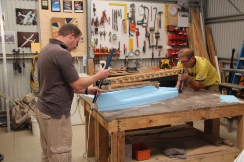 Chris and I cutting the Winglet core