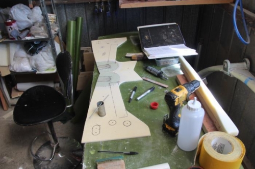 Boring through the foam for the hardpoints