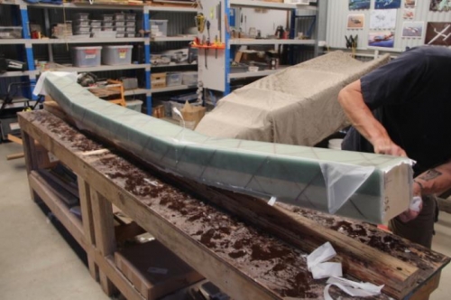 Ripping off peel ply, my favorite bit!