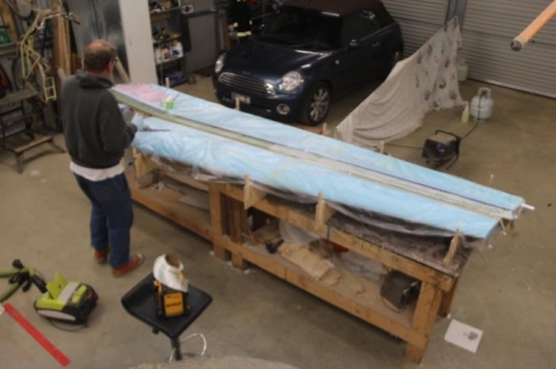 On with the peel ply