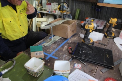 Just stuck my finger on a spiky bit of BID, trimming the spring attach